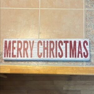 Merry Christmas Wooden Sign - Red and White